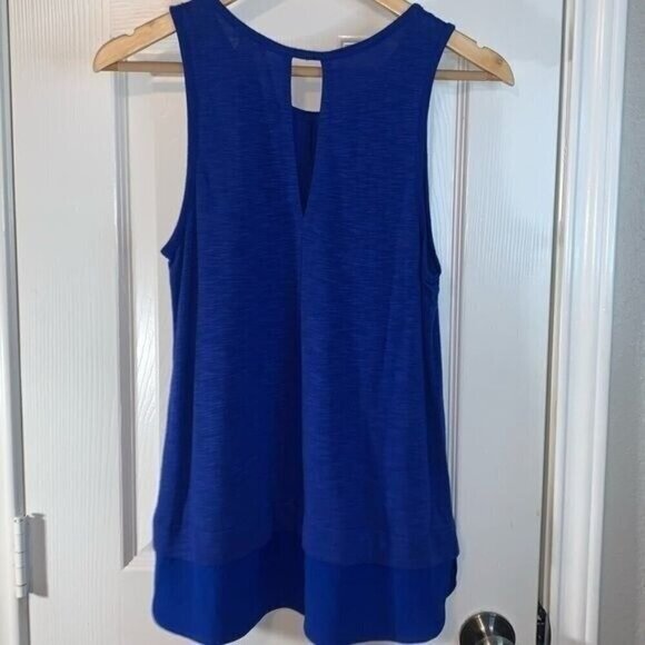 J.Crew Factory Blue Sleeveless Pullover Keyhole Back Ruffle Blouse Size XS - Picture 5 of 6